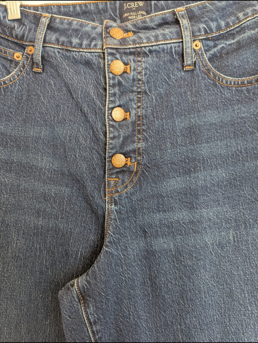J. Crew Curvy Full Length Wide Leg Jean Button Fly Dark Wash Size 31 Tall - Picture 5 of 16